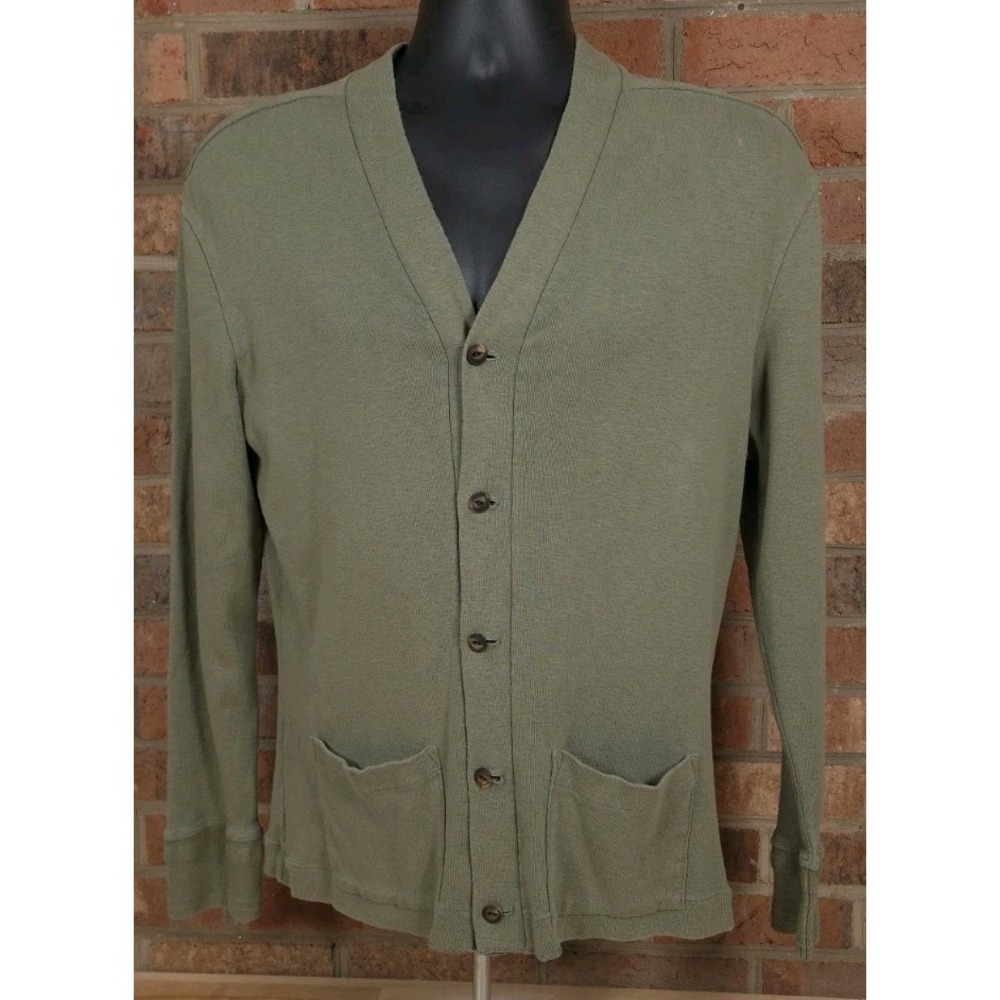 Polo Ralph Lauren Mens Large Cotton Button Cardigan Sweater Olive Green